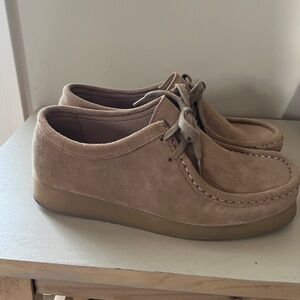 Anthropologie Tan Suede Shoes - fits like Size 9